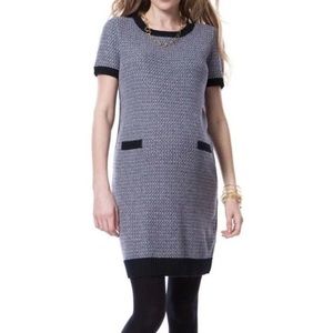 Seraphine Maternity Short Sleeve Sweater Dress Sz 2 Black White Metallic